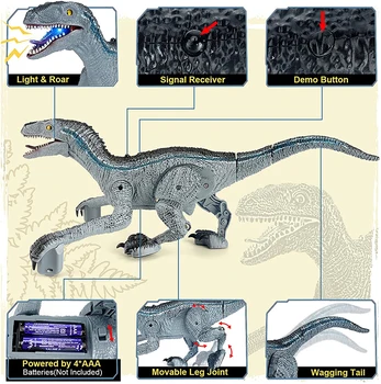 Dinosaurios De Juguete Albastru Velociraptor de Control de la Distanță Dinozaur Jucării pentru Băieți Lumea Jurassic Dinozaur Raptor Copii RC Jucărie Cadou