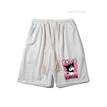 Sanrio Hello Kitty Kuromi Subțire Pantaloni Scurți Y2k Femei Vara Desene Animate Print Casual Pantaloni Largi Adult Copii Cordon Sportwear Pantaloni Scurți