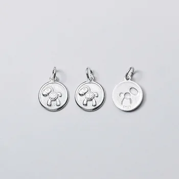 Argint 925 Trendy Medalion Rotund Farmece Monedă Avere Copilul Horse Model de Bratari de Argint cu Pandantiv Bijuterii DIY Face