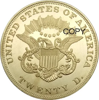 Statele unite ale americii 20 de Dolari Monede de Aur 1862 1862 S Liberty Head Double Eagle fără motto DOUĂZECI D. Alamă Copia monede