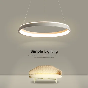 LED Candelabru Negru/Alb Sala de Mese Insula Simplu Pandantiv Rotund Lampă Modernă Nordic Camera de zi Dormitor Studiu Agățat Lumini