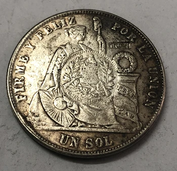 1865 Peru 1 Sol Copia Monede De Argint