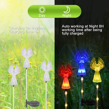 2 bucăți Înger de Lumină Solară în aer liber, Solar, Grădină Miza Lumina de Culoare Schimbare LED Solar Peisaj Cale de Lumină Pentru Gradina Curte Gazon