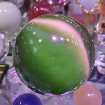 1buc 40mm Ochi de Pisica glob de Cristal Verde Cat ' S-Ochi Opal Natural Cristal de Cuarț Piatră Mingea Sfera Ornament Decor de Birou Acasă Meserii