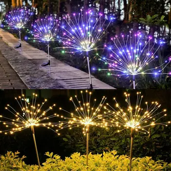 Solare cu LED-foc de Artificii beculețele de Crăciun în aer liber, Decoratiuni de Gradina Gazon Cale Lumini de Iarbă Glob de Păpădie lumini Flash Decor
