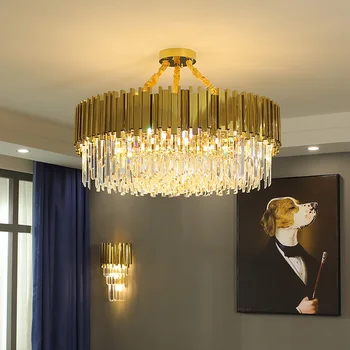 JMZM Moderne de Cristal Pandantiv de Aur Lampa Interior LED Decorative de Lumină Agățat Pentru Camera de zi Dormitor Bucatarie Insula Corpuri de iluminat