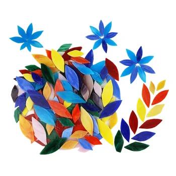 100 de Bucăți Petală Mozaic, Mână-Tăiat Vitralii Flori Frunze Gresie pentru Meserii Asortate Dimensiuni si Culori