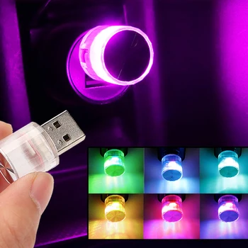 Masina Mini USB LED Atmosfera Lumini Auto Interioare pline de culoare de Noapte Lumini LED Neon Bec Auto Portabil Decorative Lampă Mașină de Bijuterii