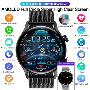 2022 NFC Smart Watch Barbati 390*390 HD cu Ecran Mare Afișa Întotdeauna Timp Bluetooth Apel de Muzică Locale Doamnelor Fitness Smartwatch