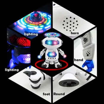 360 De Rotație Inteligent Spațiul De Dans Robot Electronic De Mers Pe Jos De Jucarii Cu Lumini De Muzică Pentru Copii Astronaut Jucărie De Crăciun Cadou De Ziua De Nastere
