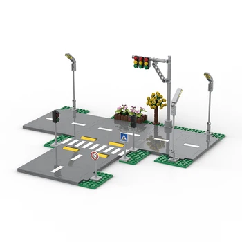 Compatibil City Street View Cărămizi de Construcție MOC Drum Lumini de Trafic Semn Blocuri de Bază Prieteni Cărămizi DIY Jucării pentru Băieți și Fete Cadou