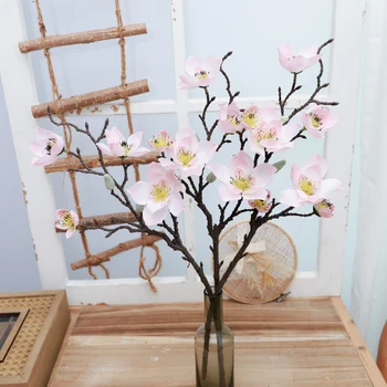 2 buc Roz Flori Artificiale Albe Cherry Plum Blossom Lily Ramură de Mătase Pentru Nuntă Decorațiuni Interioare DIY Meșteșug de Flori False