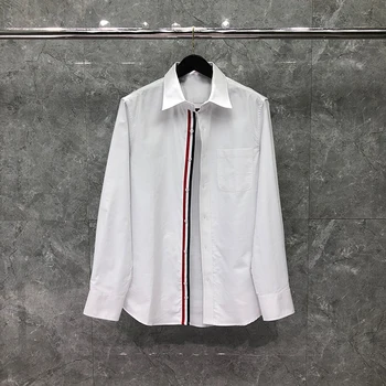 TB THOM Bărbați Standard-Fit cu Maneca Lunga-Tricou Design coreean Bluze Butonul Dungi Oxford din Bumbac de Afaceri de Calitate Camasi barbatesti