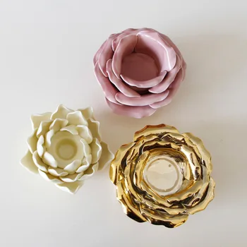 3D din Trei straturi Budist Floare de Lotus, Petale de Trandafir din Ceramica Suport Lumanare Difuzor de Aroma Templu de Meditație Yoga Nunta elemente de Recuzită, Decor