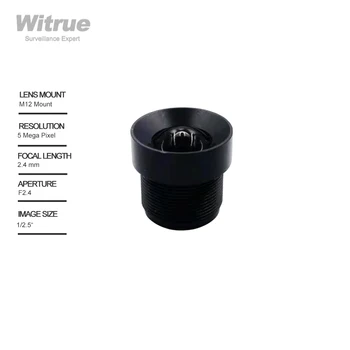 Witrue 2.4 mm M12 Lentilă 1/3 Inch, 5MP F1/2.0 Niciun fel de Denaturare pentru CCTV aparat de fotografiat