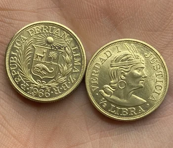 Peru 1966 1/2 Balanta Comercial Monedele Metalice Din Alamă De Aur De Monede China Sculptate De Turnare Suvenir De Colectie Replica Copie Monede