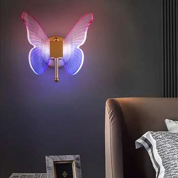 Modernă cu LED-uri Transparente Fluture Lămpi de Perete de Interior Sconces pentru Coridor, Dormitor, Camera de zi, Scara Decor corp de iluminat