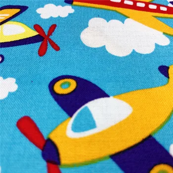 Desene animate Drăguț mic avion Tesatura de Bumbac pentru Tesut Copii Home Textile de Cusut Haine pentru Păpuși Băiat Ziua de naștere lenjerie de pat