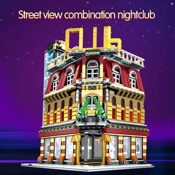 SEMBO 5-in-1 USB Lumina Club de noapte, Casa de Blocuri de Constructii Oraș Street View Serie de Figuri Cărămizi Educație Jucării pentru Copil