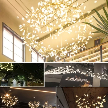 Camera de zi candelabru Romantic Licurici de Lumină LED Elegant Ramură de Copac de Metal Rotund sala de Mese Restaurant Candelabru Tavan