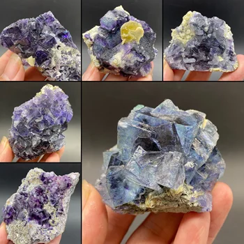 Mongolia Interioară Albastru Violet Phantom Cristal De Fluorit Mica Calcopirita Simbiotică Minereu De Specimen Naturale Cristal Mineral Colectie