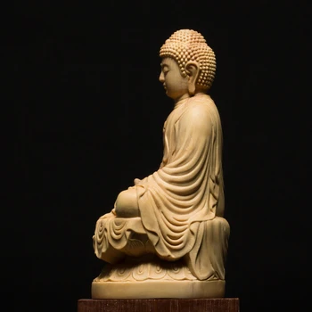 Shakyamuni Lemn Masiv Statuie A Lui Buddha Cimișir Chineză Feng Shui Ambarcațiuni Bodhisattva Sculptura Pentru Decor Acasă