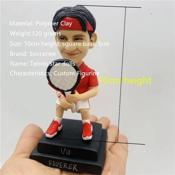 Bobblehead Polimer Lut Făcute de Desene animate de Tenis Papusa 10cm Înălțime Federer Cifrele Amuzant Marionete Roșu Kit Ediție Limitată Colecții