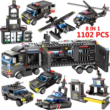 820pcs Secția de Poliție Oraș Blocuri Compatibil City SWAT Echipa Camion Blocuri de Jucărie de Învățământ