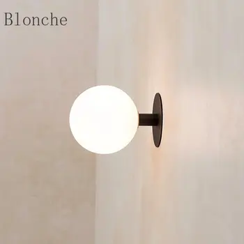 Simplu Nordic Sticlă de Lampă de Perete Negru/aur Sconces pentru Camera de zi Hol Veranda Restaurant Scara Moda Simplu Lumini de Perete