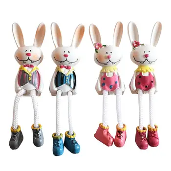 4buc Desene animate Rășină Bunny Păpuși Ornament Iepure Agățat Piciorul Figurina Ambarcațiuni de Paști Acasă Decorare pentru Copii Cadouri