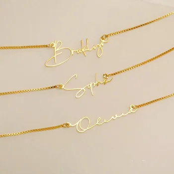 Nume personalizat Colier pentru Femei de Aur din Oțel Inoxidabil, Caseta de Lanț Personalizate Plăcuța Pandantiv Colier Bijuterii Cadou de Ziua Îndrăgostiților