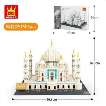 Wange 1505pcs Taj Mahal Bloc de Arhitectura de renume Mondial de Diamant Blocuri Mari de 36.8 cm Model 3D Pentru 5211 Cărămizi Jucarii