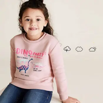 2023 Copii Fete Tricou Roz Toamnă Dinozaur Minunat Topuri de Bumbac Moale și Confort Purta pentru Copii 2-8 Ani