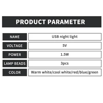 RnnTuu USB Plug Lampa Calculator de Putere Mobil de Încărcare USB lumina de noapte Lămpi cu LED-uri de Protecție a Ochilor Lumină de Lectură Mici, Rotunde de Lumină
