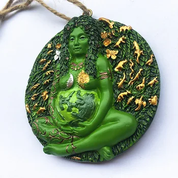 Mama Pământ Statuie Pandantiv Verde Pământ Milenar Gaia, Zeița Mamă Bijuterii Mitic Figurine De Rasina De Artizanat Masina Garden Home Deco