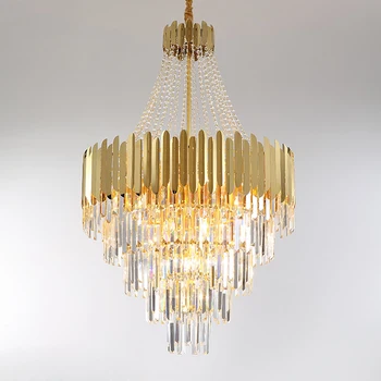 LED Postmodernă din Oțel Inoxidabil Cristal Luciu Art Deco Aur Candelabru de Iluminat cu LED-uri Lampa cu LED-uri de Lumină Pentru Hol