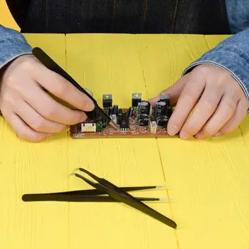 6PCS Negru Anti-static Set Pensete din Oțel Inoxidabil Electronice Pensete Instrument de Fier ESD Reparații de Lipit I2Y8