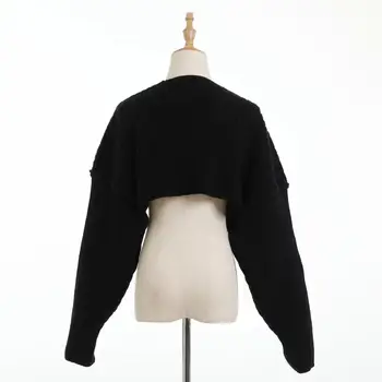 2020 Toamna Iarna Dungi Elegant Linia de Coastă Șal Tricotat Pulover Femei Trunchiate Cardigan cu maneca Lunga Esarfa Streetwear