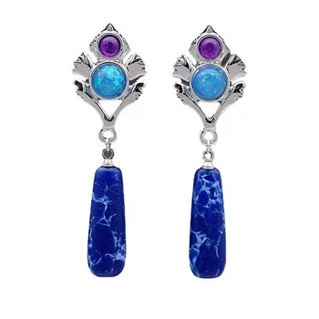 Stilul boem Natural Lapis Lazuli BIJUTERIE PANDANTIV CERCEI Mireasa Nunta Logodna Ametist, Opal de sex Feminin Cercei