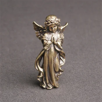1BUC Retro Cupru Dumnezeu al Iubirii Cupidon Statuie Mici Ornamente de Alama Înger Figurine Desktop Decoratiuni Home Decor pentru Camera