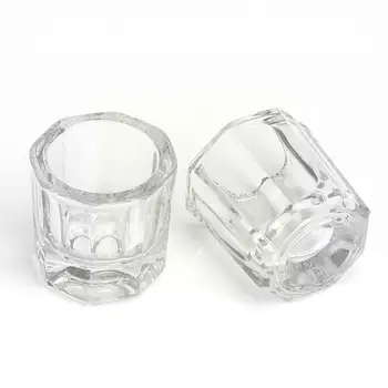 Sticla de cristal Acrilic Pulbere Lichid de Unghii Cupa fel de Mâncare Capac Arta Unghiilor Instrumente Bol Manichiura Accesorii Echipamente Recipient Titularul C D8I2