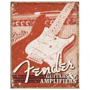 Fender traversa frontală Tablă de Metal Semn Studio Strat Stratocaster Chitara Bass Music Tin Semn 8x12 Cm