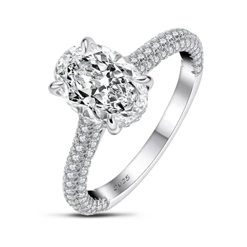 IOGOU de 2,5 Carate, Tăiat Oval Sterling Simulat Inel cu Diamant pentru Femei Logodna Nunta de Argint Inel Elegant de Bijuterii Cadouri