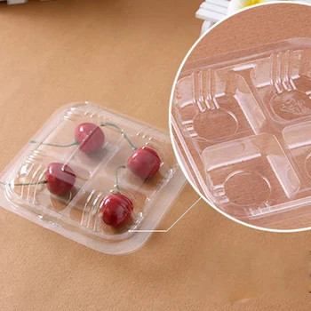 100buc de Plastic de unica folosinta Ambalaj Cutie Cutii Cu Capac Transparent de Plastic, Cutii de 4 Grila de Mâncare Containere Pentru Tort de Fructe
