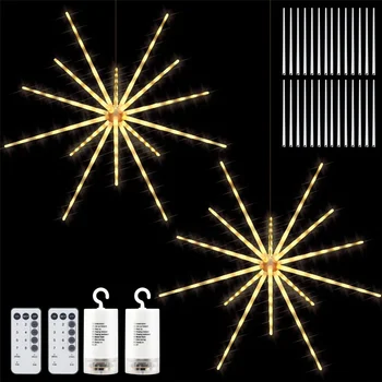 Agățat 8 Moduri de Stea care Explodează Artificii Zână Lumini de Gradina rezistent la apa Ghirlanda de Crăciun Șir de Lumini pentru Interior Decor în aer liber