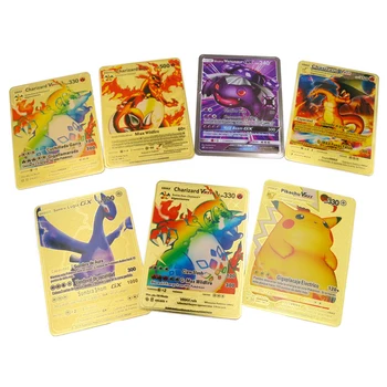 Carduri Pokemon Metal 10000Point Arceus Vmax DIY Card Pikachu Charizard de Aur Editie Limitata Copii Cadou Joc de Colectie Carte de Jucărie