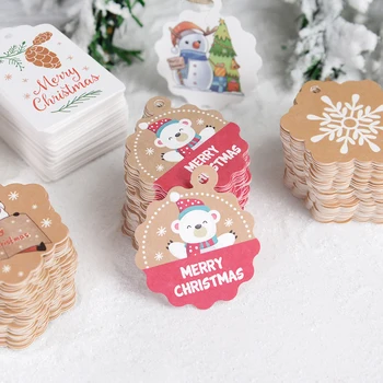 100/200Pcs Hârtie Kraft Merry Christmas Gift Tag Fulg de nea Crăciun Model de Copac cu o Funie de un DIY de Crăciun, Anul Nou, Noel Folie Eticheta