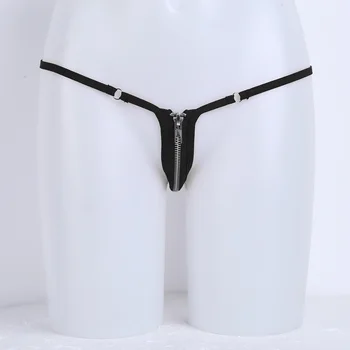Femei Lenjerie Erotica Chilotei Elastic Betelie Elastica G-string Bikini Lenjerie de Față, Închidere cu Fermoar Acoperit de O-ring Chiloți