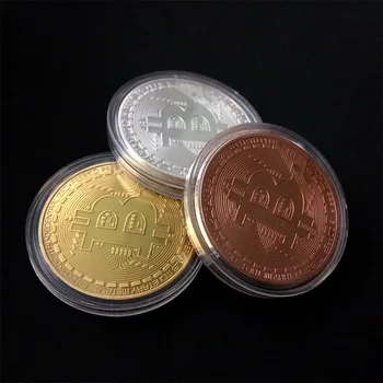 Placat cu aur de Bitcoin Moneda de Colectie Colectie de Arta Cadou Fizice Comemorative Casascius Pic BTC Metal de Epocă Imitație