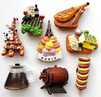 Franța Paris Vaca Macaron Turn de Șuncă, Pâine 3D Magneți de Frigider Turism, magazin de Suveniruri Frigider Autocolante Magnetice Cadou